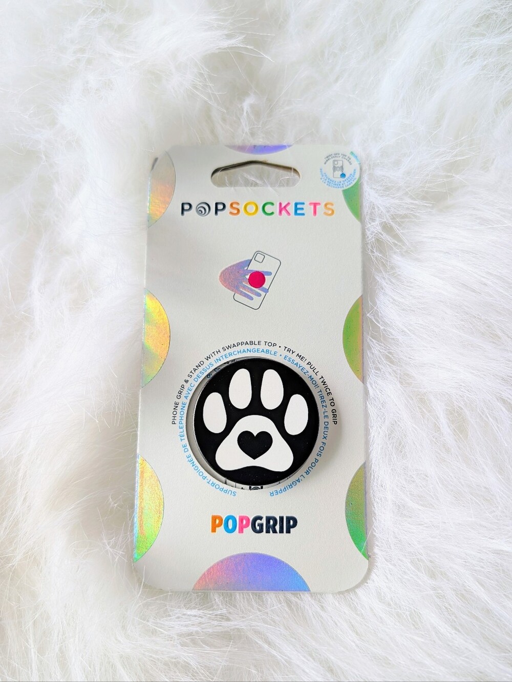 Paw Heart, Pop Socket, Pop Grip, Black White, Phone Accessory, New
